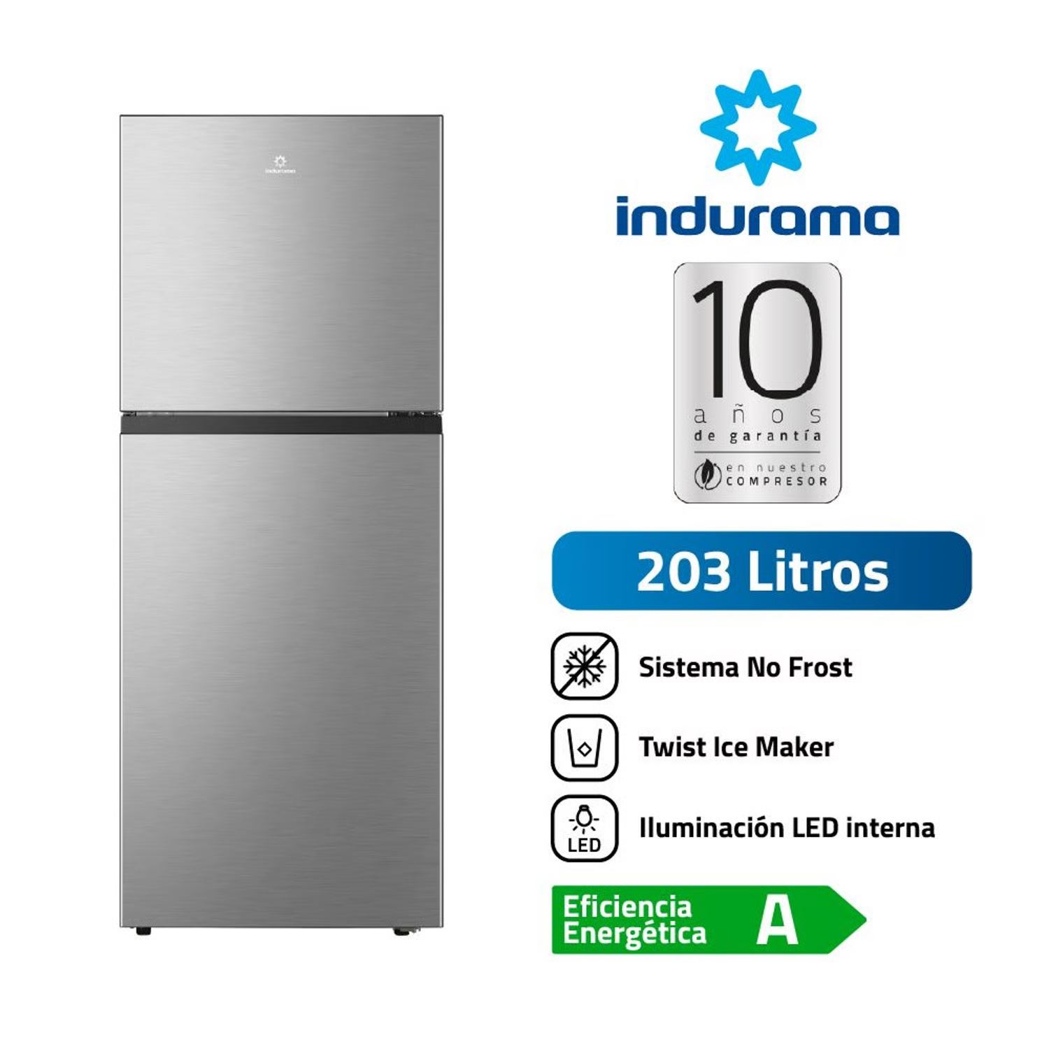 Refrigeradora de 203 Lts Top Mount Indurama RI-359 Cromada